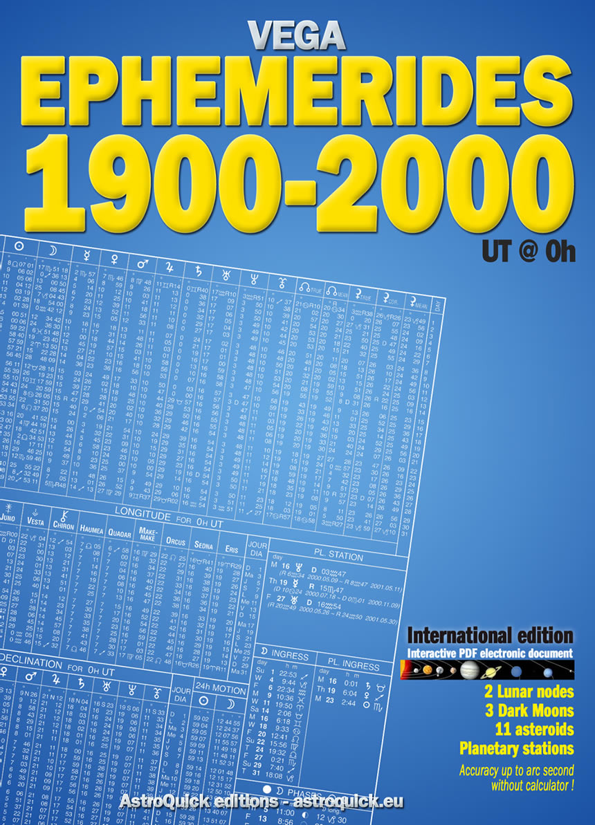 1st cover Ephemerides 1900-2000 UT @ 0h International ed. - Daniel Vega - © 2021 Astro-Quick.Com Editions