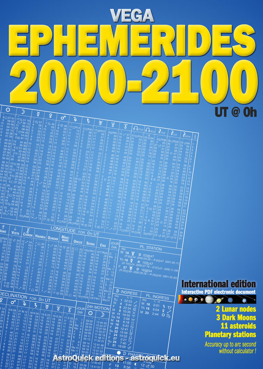 1st cover Ephemerides 2000-2100 International ed. - Daniel Vega - © 2021 Astro-Quick.Com Editions