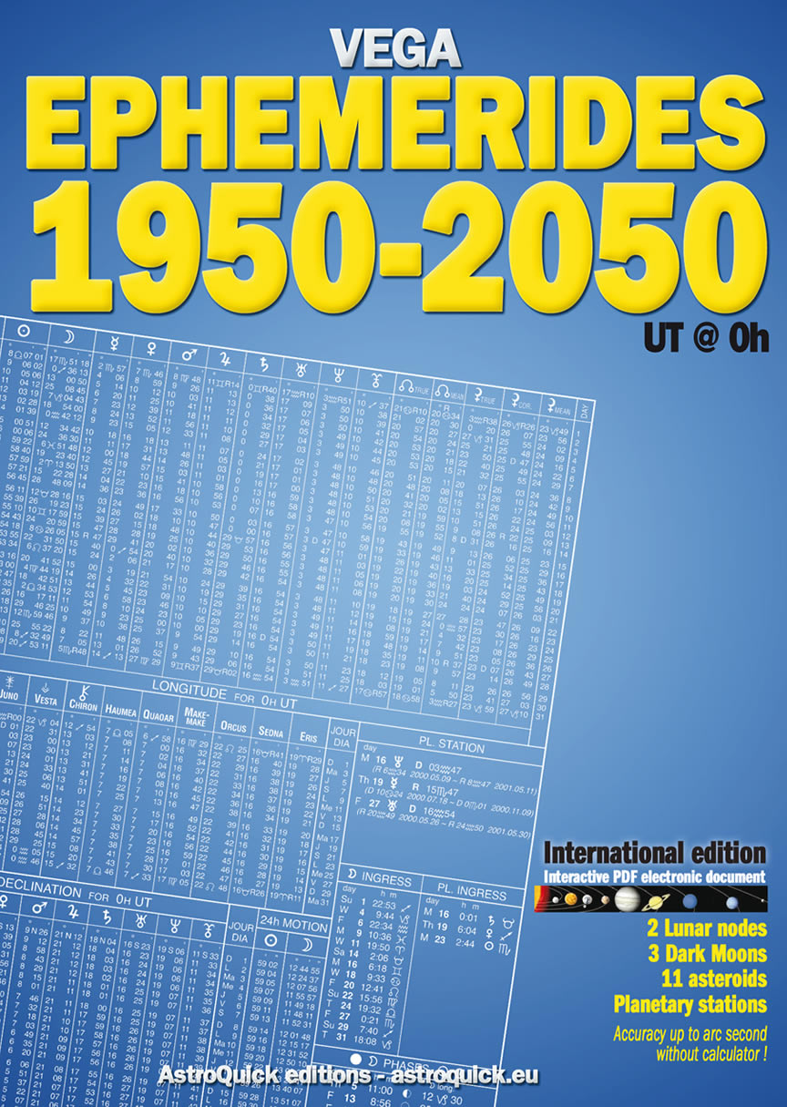 1st cover Ephemerides 1950-2050 International ed. - Daniel Vega -  2021 Astro-Quick.Com Editions