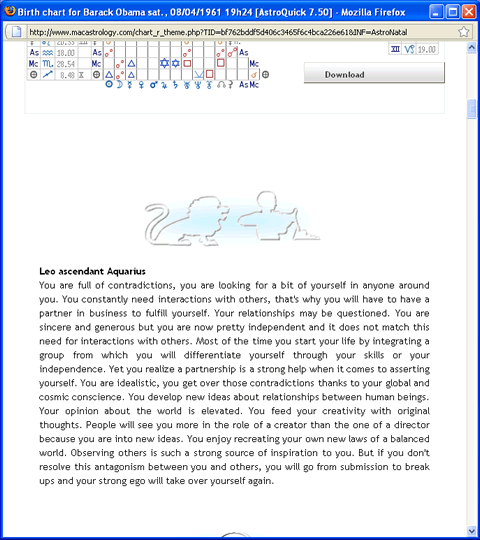 astrology report chart interpretation window AstroQuick