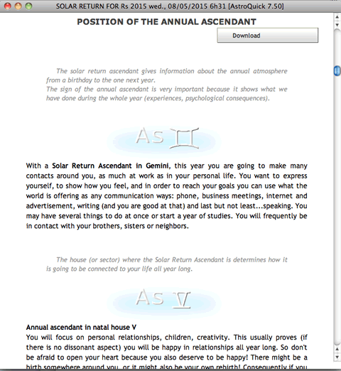 astrology report chart interpretation window AstroQuick