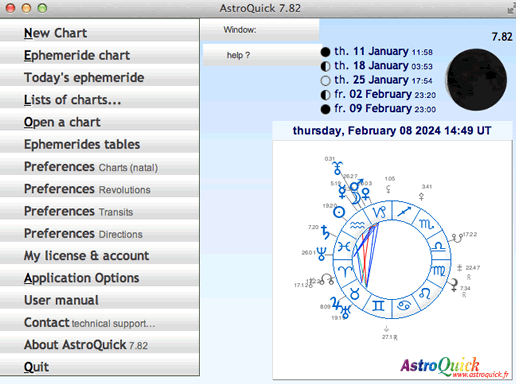 astrology astroquick main menu