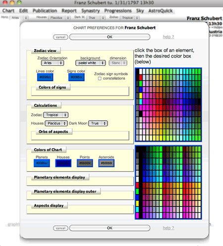 astrology chart graphical preferences