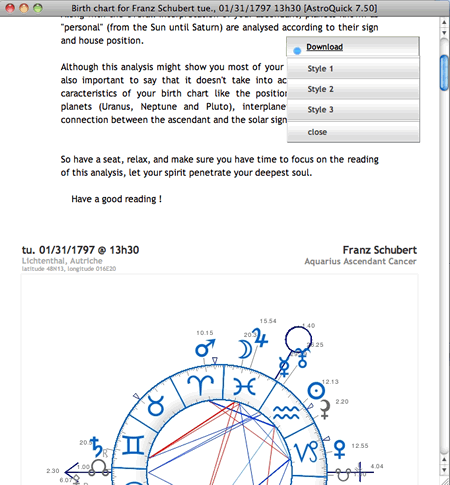 intepretation astrological astral sky chart report