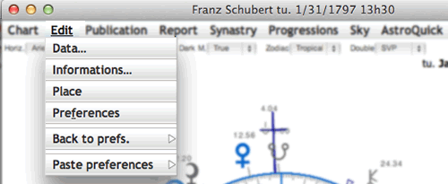 astrology edit menu