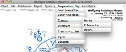 astrology progressions menu