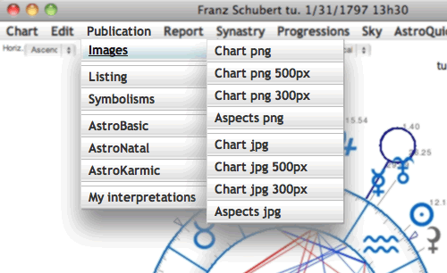 menu publication Logiciel AstroQuick