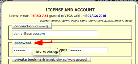 astrology software AstroQuick login password change