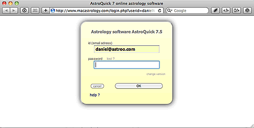 login astroquick 7