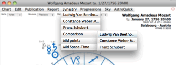 Synastry chart menu astroquick app software