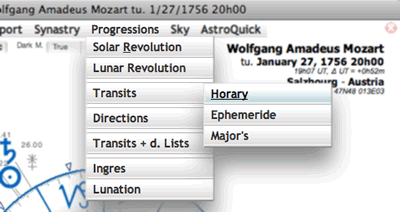 astrology transits menu AstroQuick 7
