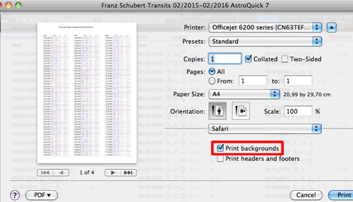 planetary transits directions list printing