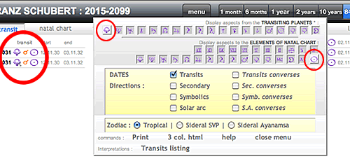 planetary transits forecast search