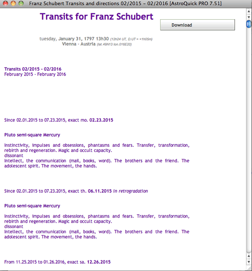 planetary transits listing of dates and symbols