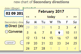 astrology directions chart progression calendar