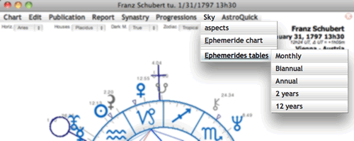 astrology sky menu astro quick