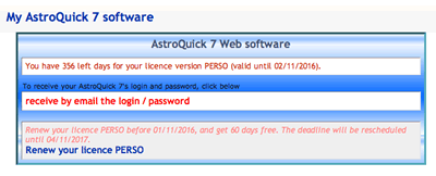 astroquick software customer area and informations
